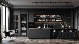 Black Design Weeks 2025 | Die Innenarchitekten, Tischler und Handwerker von Grünbeck realisieren Ihre Design Küche auch gerne ganz in Schwarz | AI Rendering I