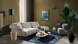The Molamisa sofa by Walter Knoll – designed by EOOS – with adjustable backrests creates flexibility in every form – available from Grünbeck Einrichtungen Vienna.