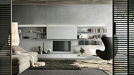 rimadesio-abacus-living-wohnwand-weiss-gruenbeck-phonomoebel-glas-modern-design-aluminium-minimalistisch-trend-hellgrau-wandverbau-interior-design-schauraum