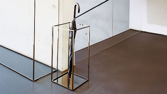 The Schönbuch umbrella stand Rack is available in both round and square shapes from Grünbeck Einrichtungen in Vienna.