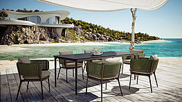 Dedon Outdoor Bellmonde Esstischgruppe erhältlich bei Grünbeck Einrichtungen Wien