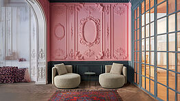 Petite fleur – affordable fabric armchairs with swivel frames and return mechanisms from the internationally successful company Papadatos are available from Grünbeck Einrichtungen Vienna.