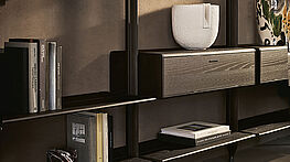 Lexington ist ein Poliform Wohnsystem für Wandregale oder Raumteiler. Erhältlich in verschiedenen individuell ausgeführten Lösungen bei Grünbeck Einrichtungen Wien