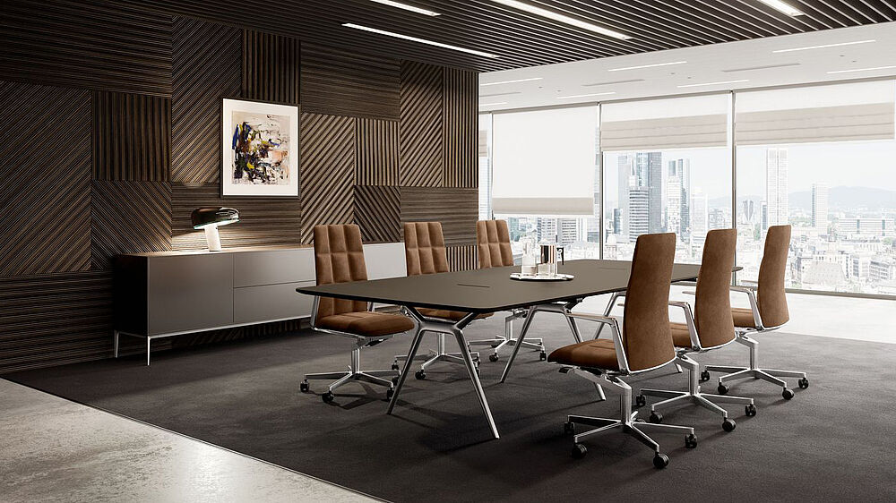 Der Walter Knoll Leadchair Management Bürodrehstuhl für Konferenzraum oder Homeoffice in Aluminium poliert, mit mittelhoher Rückenlehne, Höhenverstellung mit Gasfeder und Bezug Leder Congress per Quickship bei Grünbeck Wien rasch verfügbar. Varianten gegen Anfrage.
