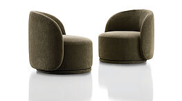 The Philip Armchair—an affordable armchair with a swivel base from the internationally successful company Papadatos—is available at Grünbeck Einrichtungen in Vienna