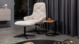 Rolf Benz functional high-back chair with stool Meg Soft at Grünbeck Vienna