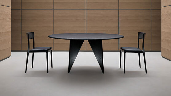 With the Sophis chair and Lambda table, Rimadesio presents an elegant dining room combination—available at the Rimadesio Showroom Vienna by Grünbeck