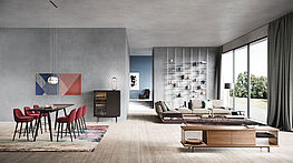 The Farns Sideboard in Nuss mit Glastüren von Walter Knoll bei Grünbeck Einrichtungen in 1050 Wien