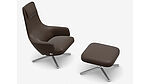 Der Vitra Loungesessel Repos mit Ottoman ist in Leder premium Kastanie bei Grünbeck Einrichtungen sofort verfügbar