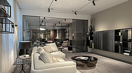 Poliform shop 1050 vienna 1 | by Grünbeck interiors | Papadatos sofa Rimadesio doors