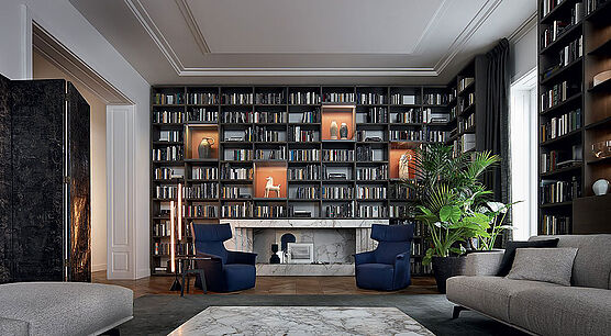 Wall System von Poliform ist ein erfolgreiches Einrichtungsprogramm mit außergewöhnlicher Vielseitigkeit - Planung, Ausführung und Montage mit Grünbeck Einrichtungen Wien