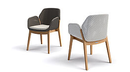 Dedon präsentiert mit CALADIO echtes Handwerk. Die Sitzschale ist handgeflochten und das Gestell ist aus zertifiziertem Teak-Massivholz. Diese Outdoor Essstühle sind in unterschiedlichen Farb-Ausführungen erhältlich bei Grünbeck Einrichtungen Wien