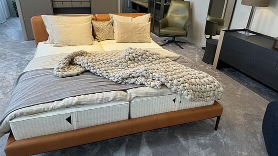 Wittmann leather bed Joyce Cushion on Sale at Grünbeck interiors Vienna