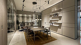 Rimadesio shop in shop Vienna by Grünbeck interiors 01 | showrooms on 2 levels | architects service | Modulor walls and hidden Cover cabinets