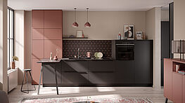 Wohnküchen und Raumgestaltung | Häcker Calgary Samteiche schwarz | Innenarchitektur und Kompletteinrichtungen bei Grünbeck in Wien