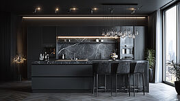 Black Design Weeks 2025 | Die Innenarchitekten, Tischler und Handwerker von Grünbeck realisieren Ihre Design Küche auch gerne ganz in Schwarz | AI Rendering III